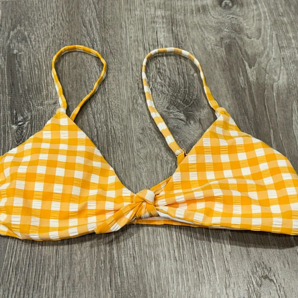 Gianni Bini Swimsuit Bikini Top M Yellow Checkered OC12